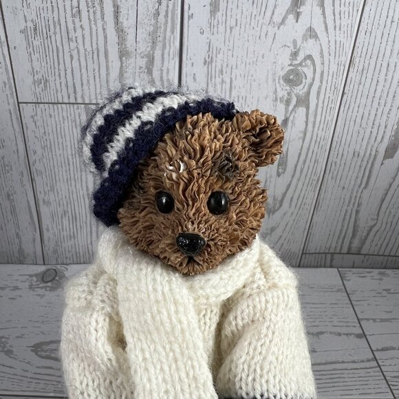Knit Sweater Teddy Bear with Sled Winter Home Decor - Picture 7 of 8